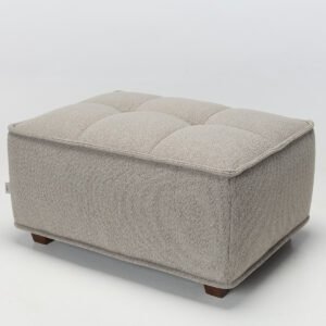 Arta Footstool – Modern Footstool, Warm Grey Luxury Woven Fabric