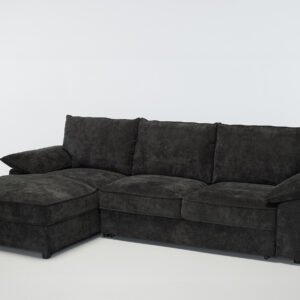 Como Corner Sofa Bed – Dark Grey Luxury Basket Weave Linen, Left Hand Chaise with Storage