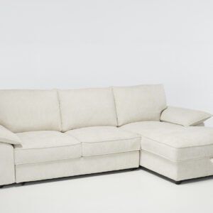 Como Corner Sofa Bed – Cream Luxury Basket Weave Linen, Right Hand Chaise with Storage