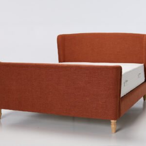 Fenella 4ft6 Double Sleigh Bed – Modern 4ft6 Double Fabric Sleigh Bed, Copper
