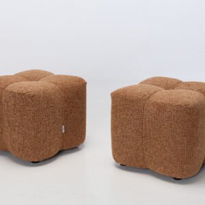 Luna Stools – 2 Modern Woven Chenille Pouffe Stools, Copper (Set of 2)