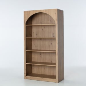 Noor Bookshelf – 1.71m Tall Oak Effect Bookshelf with Arched Top and 5 Shelves