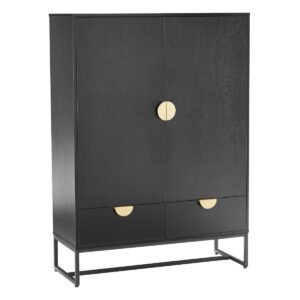 Oslo Highboard – Black 2 Door 2 Drawer Highboard with Gold Handles