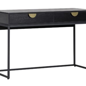 Oslo Dressing Table – Black 2 Drawer Dressing Table with Gold Handles