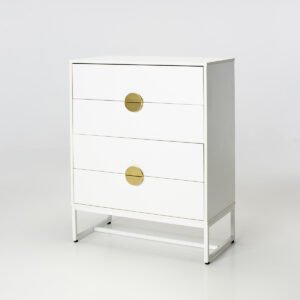 Oslo Chest of Drawers – White 4 Drawer Chest with Gold Handles