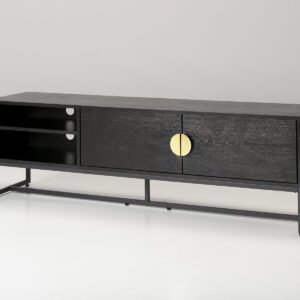 Oslo TV Unit – Black 1.6m TV Unit with 2 Doors & Open Storage