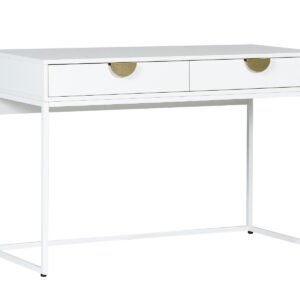 Oslo Dressing Table – White 2 Drawer Dressing Table with Gold Handles