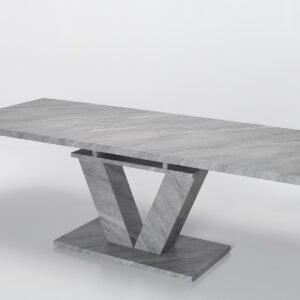Remi Extendable Dining Table – 1.8m/2.2m Concrete Effect Extendable Dining Table with V Shaped Base