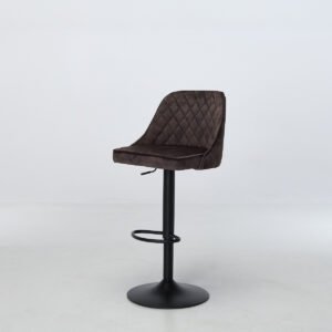 Venice Swivel Bar Stools (Set of 2) – Mocha Grey Luxe Velvet with Black Metal Base