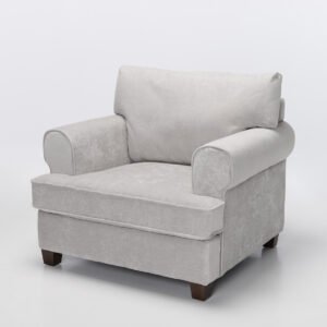 Windsor Armchair – Deluxe Modern Armchair, Light Grey Linen